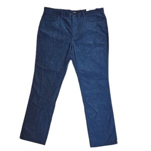 Alfani Stretch/flatfront Corduroy Pants, Navy Blue, Size 38x32